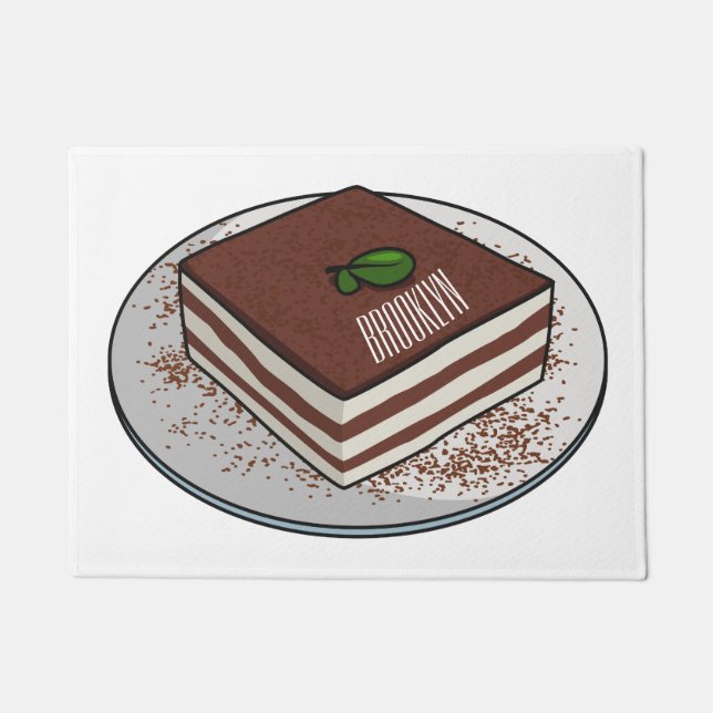 Felpudo Ilustracion personalizado de tarta de Tiramisu (Anverso)