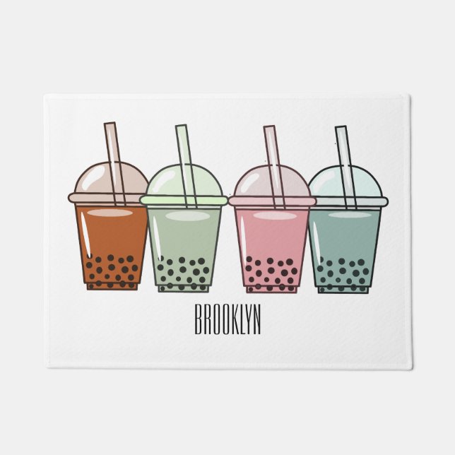 Felpudo Ilustracion personalizado de té de burbujas (Anverso)
