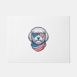 Felpudo Ilustración vectorial de perro esponjoso patriótic