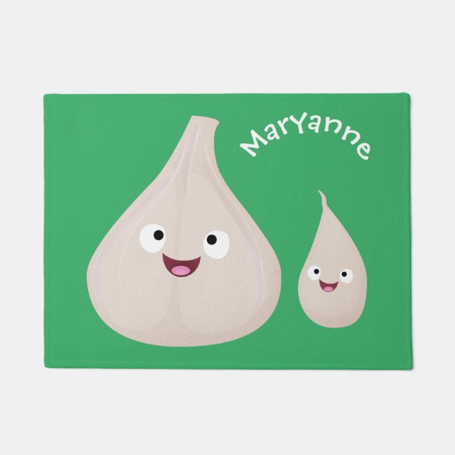 Felpudo Ilustracion vegetal de personalizado de ajo dulce (Anverso)