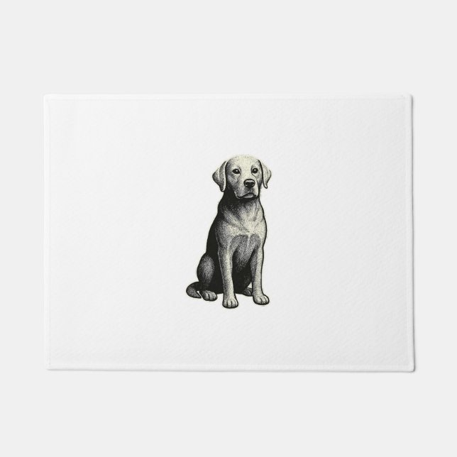 Felpudo Ilustración vintage de perro sentado (Anverso)