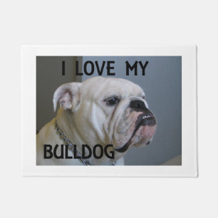 Felpudo imagen blanca del amor w del bulldog