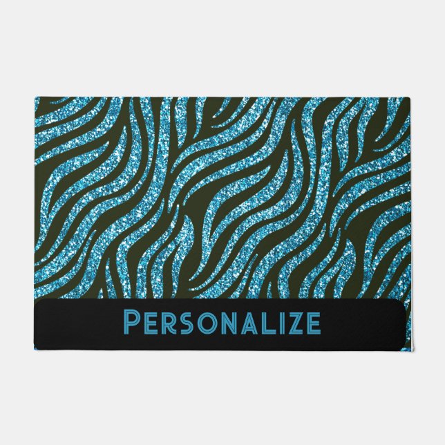 Felpudo Impresión de animales de tigre Stripe Blue Purpuri (Anverso)