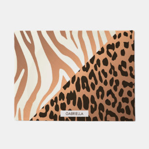 Felpudo Impresión de cebra y leopardo
