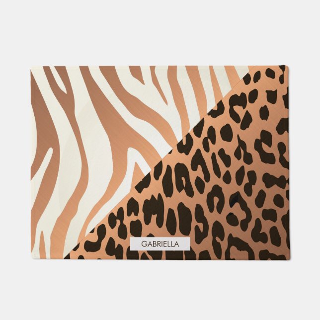 Felpudo Impresión de cebra y leopardo (Anverso)
