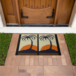 Felpudo Impresión de crochet natural de árbol de palmas tr