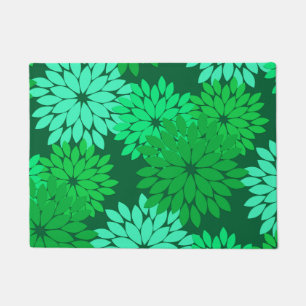 Felpudo Impresión de kimono floral moderna, verde esmerald