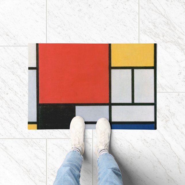 Felpudo Impresión de la composición de Piet Mondrian en ro (Interior)