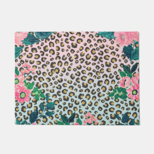 Felpudo Impresión de leopardo de Purpurina floral color r
