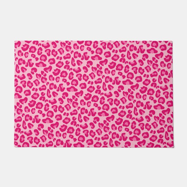 Felpudo Impresión de leopardo en rosa pastel, rosa calient (Anverso)