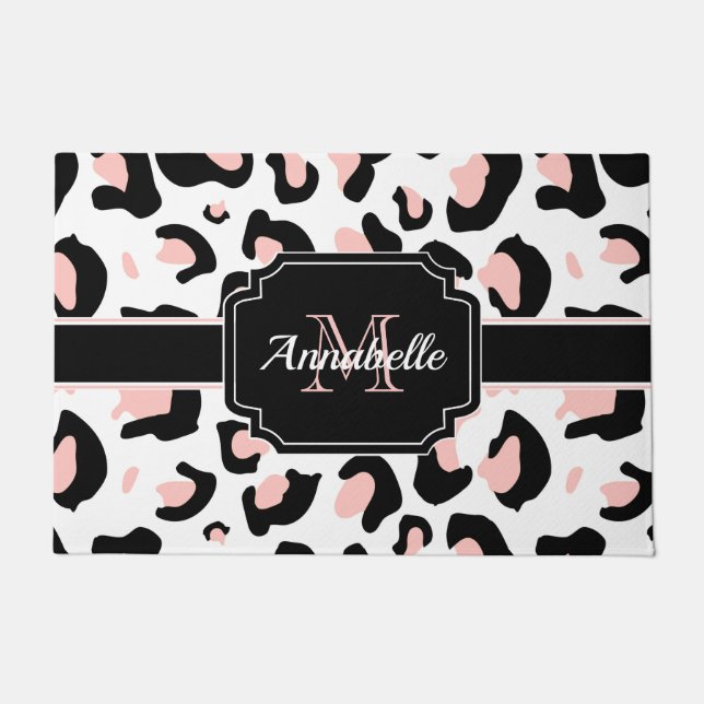 Felpudo Impresión de leopardo rosa (Anverso)