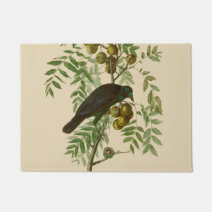 Felpudo Impresión de pájaro Grackle púrpura de Audubon Vin