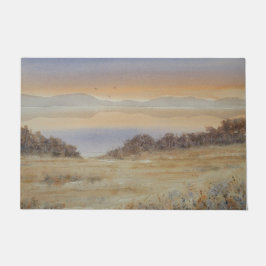 Felpudo Impresión del paisaje acuático de Dusk Lake Rubor