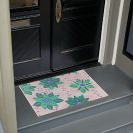 Felpudo Impresión floral verde festiva de menta