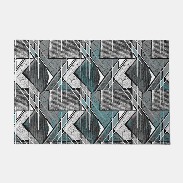 Felpudo Impresión geométrica gris claro. (Anverso)