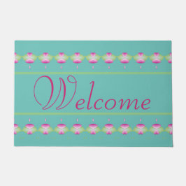 Felpudo Impresionante estera de bienvenida en Verde azulad