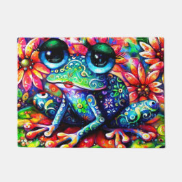 Felpudo Impresionante Impresionista sapo Floral Verde Azul