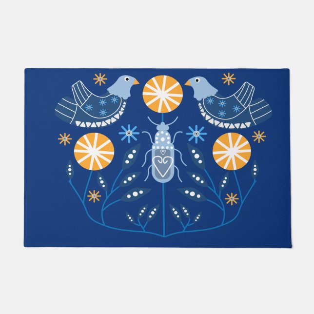 Felpudo Impresiones de arte folclórico escandinavo | Nórdi (Anverso)