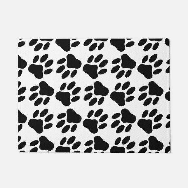 Felpudo Impresiones de pintura de perro negro por todas pa (Anverso)