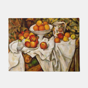 Felpudo Impresionismo de la impresión de manzanas y naranj