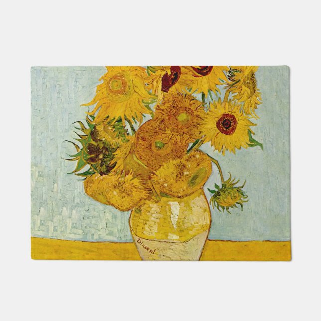 Felpudo Impresionista de Vincent Van Gogh 12 Sunflowers (Anverso)