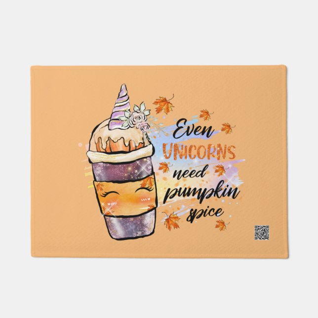 Felpudo Incluso Unicornios Necesitan Especias De Calabaza (Anverso)