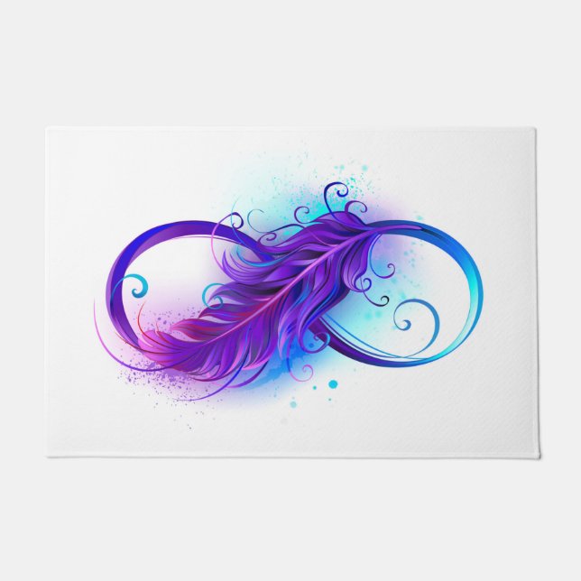 Felpudo Infinito con plumas púrpura (Anverso)