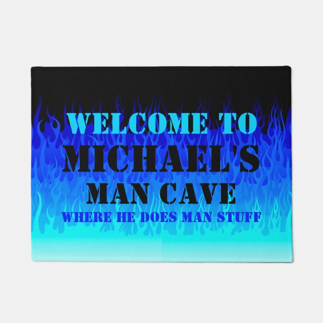 Felpudo Inflamaciones de arcos azules calientes - Cueva ma (Anverso)