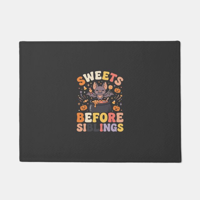 Felpudo Intercambio de Dulces de Halloween entre Hermanos (Anverso)
