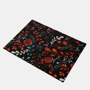 Felpudo Intrincado patrón floral con puerta dorada y blanc