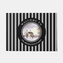 Felpudo Invierno en Nueva Inglaterra Navidades Círculo Gri