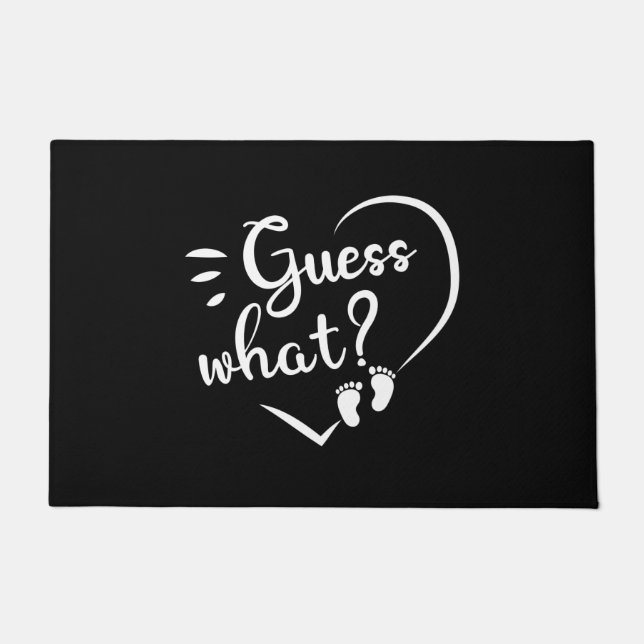 Felpudo Invitación de embarazo Adivina qué (Anverso)