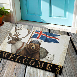 Felpudo Islandia, viking, bandera, reno, zorro, oso / Arte