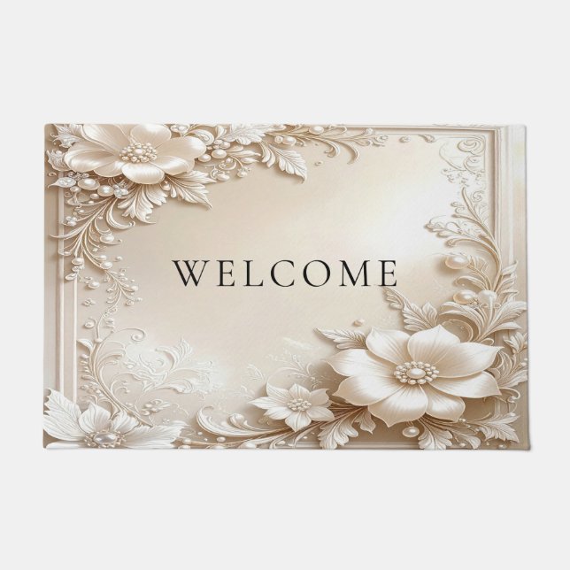 Felpudo Ivory Flowers Doormat (Anverso)