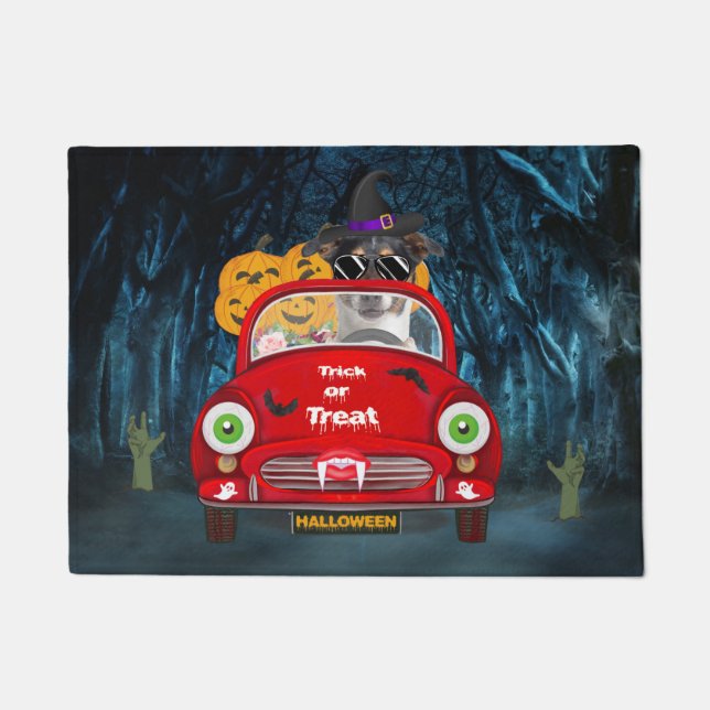 Felpudo Jack Russell Dog Drive Car Sasuy Halloween (Anverso)