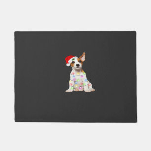 Felpudo Jack Russell perro Santa Navidad Árbol Luces Xmas