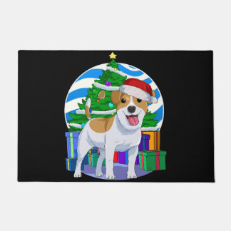 Felpudo jack russell terrier dog santa christmas tree deco