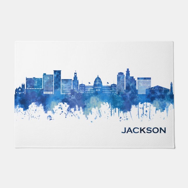 Felpudo Jackson Mississippi Skyline Blue (Anverso)