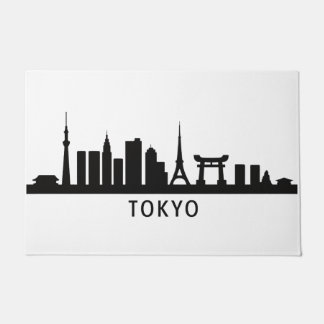 Felpudo Japan Cityscape Travel | Tokyo Skyline Silhouette