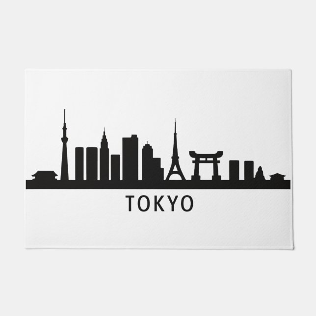 Felpudo Japan Cityscape Travel | Tokyo Skyline Silhouette (Anverso)