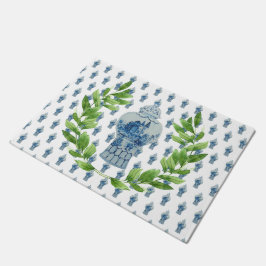 Felpudo Jar de jengibre azul y blanco