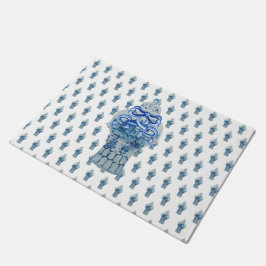 Felpudo Jar de jengibre azul y blanco