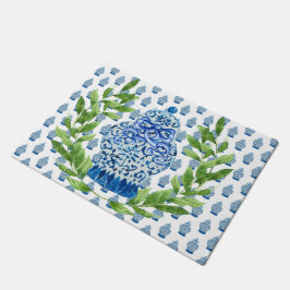 Felpudo Jar de jengibre azul y blanco