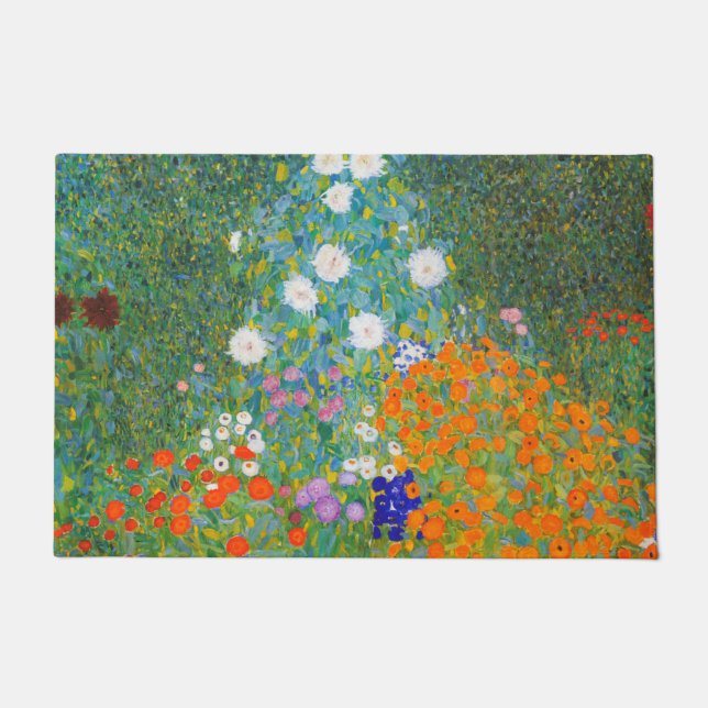 Felpudo Jardín de flores por Gustav Klimt (Anverso)