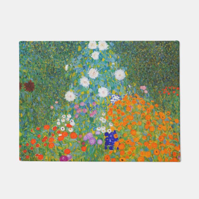 Felpudo Jardín de flores por Gustav Klimt (Anverso)