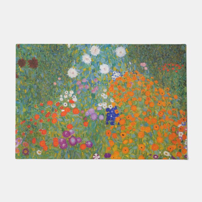 Felpudo Jardín de flores (por Gustav Klimt) (Anverso)