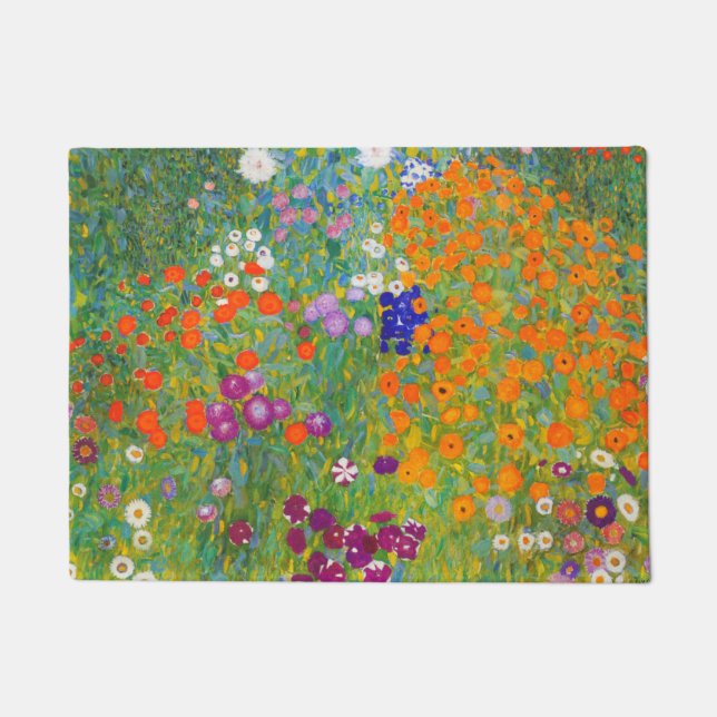 Felpudo Jardín de flores por Gustav Klimt (Anverso)