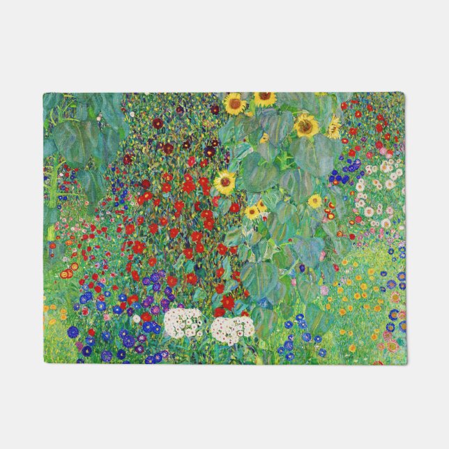 Felpudo Jardín De Granjas Gustav Klimt Con Pintado De Sunf (Anverso)