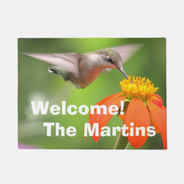 Felpudo Jardín floral de la flor del girasol del pájaro (Anverso)