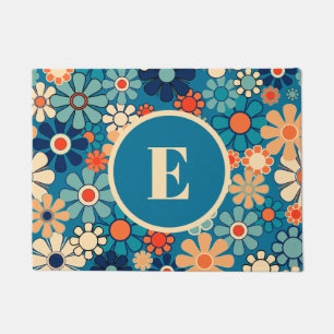 Felpudo Jardín Floral Retro Groovy Personalizado 60s 70s